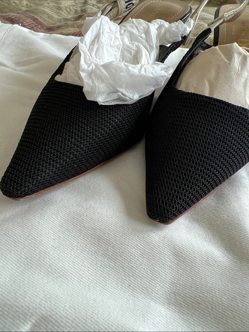 Dior Black Pointed Slingback Mules
